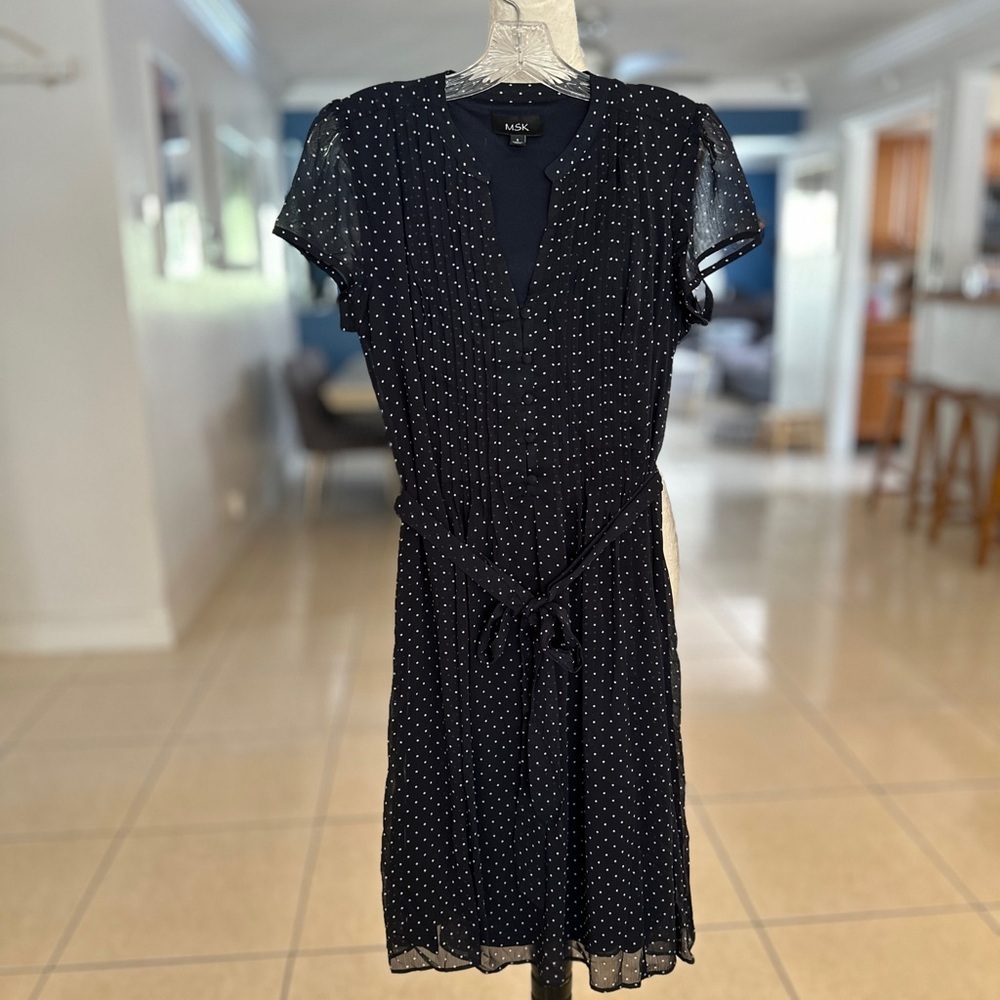 MSK Blue Flutter Sleeve V-Neck Sundress